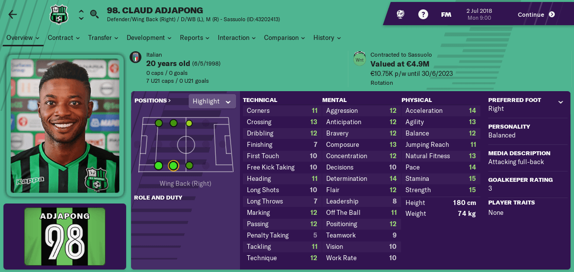 Claud Adjapong Football Manager 2019