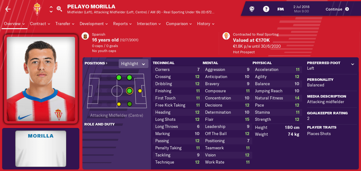 Pelayo Morilla 2018 Football Manager 2019