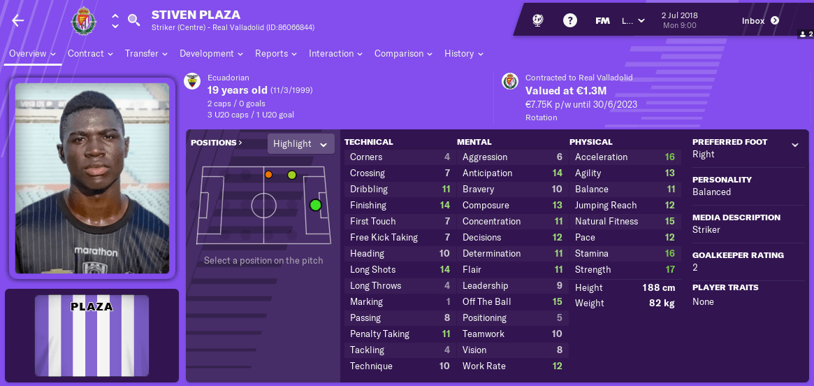 Stiven Plaza 2018 Football Manager 2019