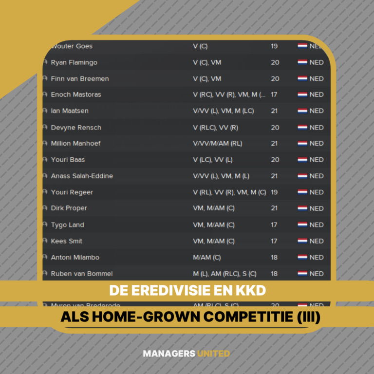 MU Experimenteert: de Eredivisie en KKD als home grown competitie (deel 3)