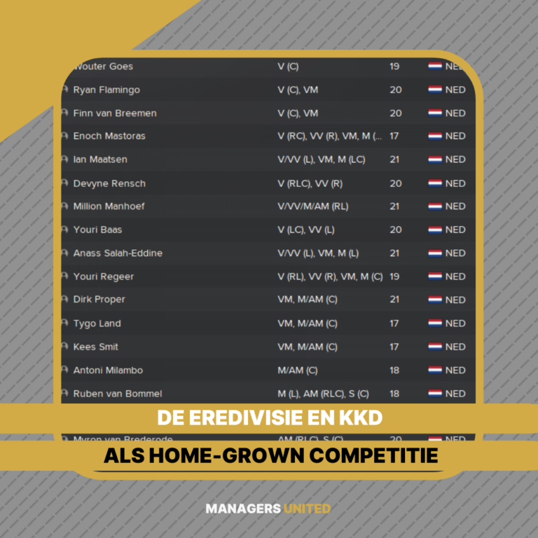 MU Experimenteert: de Eredivisie en KKD als home grown competitie (deel 1)